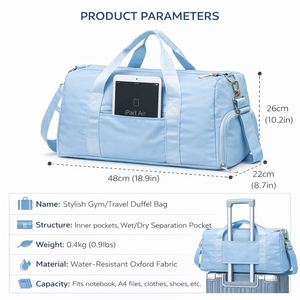 Bolsa de Gimnasio Impermeable Grande con Compartimento para Zapatos, Logotipo Personalizado, Accesorio de Fitness Resistente con Forro de Poliéster - ¡Oferta! - Product Image 2