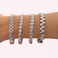 Ensemble de bracelets de luxe en or 18 carats, acier inoxydable, zircon, charme géométrique, bracelet minimaliste tendance, bijoux pour femme