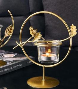 Compre un moderno portavelas de metal con vaso de vidrio para velas de té, un soporte decorativo para velas de mesa para decoración del hogar. - Product Image 5