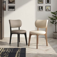 Chaise de salle à manger nordique en laine PU avec pieds en bois, dossier moderne et design simple pour la maison, le restaurant et l'hôtel
