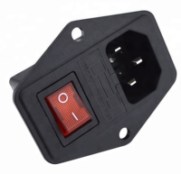Module d'entrée 10A 250V avec interrupteur-fusible, prise mâle 3 broches IEC320 C14 en acrylique et métal pour machines de jeu et salles de jeux