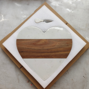Tagliere a forma di cuore di grandi dimensioni <span class=keywords><strong>in</strong></span> <span class=keywords><strong>marmo</strong></span> e legno di Acacia pane bordo formaggio che serve tagliere salumi per formaggio - Product Image 3