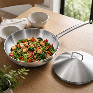 <span class=keywords><strong>Wok</strong></span> de Titanio Puro de Grado Médico 99.9% Directo de Fábrica con Tapa Abombada, Mango Largo, Sin Recubrimiento, Utensilios de Cocina Saludables OEM - Product Image 6