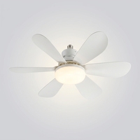 Ventilateur de plafond LED blanc de style scandinave avec kit d'éclairage, douille E27, 6 pales, montage encastré, avec lampe pour chambre à coucher