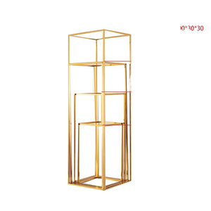 Wholesale Price Greenlife Handmade Chinese Style Shinny Gold Metal Square Flower <b>Stand</b> Wedding Decoration Extra Large - Product Image 3