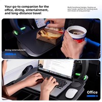 Plateau de volant de voiture multifonctionnel : support pour tablette, ordinateur portable, assiette, et porte-gobelet – Spécialement modifié