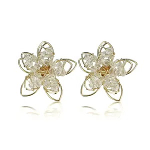 New Wholesale Jewelry Fashion Earrings Charm Design Flower Women Acrylic Hoops Silver Stud Earrings