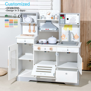 EDULAND OEM ODM <span class=keywords><strong>Jouet</strong></span> de cuisine en bois Montessori pour l'éveil éducatif, grande capacité de rangement, jouets de simulation de cuisine pour enfants - Product Image 2