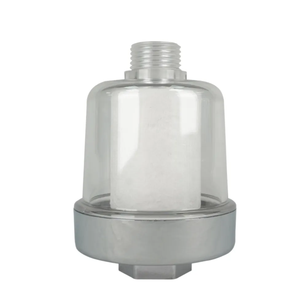 Filtro de agua de ducha PP de alto flujo potente purificador de spa fijo cabezal de ducha Filtro de carcasa transparente con anillo de sellado de silicona