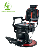 Vente en gros de chaise de barbier modèle professionnel portable JINCHENG chaise de salon de beauté personnalisée chaise de coupe de cheveux noire