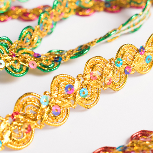 23มม. ผ้าโพลีเอสเตอร์ถักเปียลูกไม้ตัดเลื่อมหมวกผ้าม่าน DIY ริบบิ้นสีเงินสีทองเมทัลลิก tatting ลูกไม้ - Product Image 5