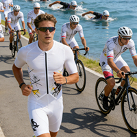 Combinaison de cyclisme et de triathlon pour homme, personnalisable avec logo, respirante, à séchage rapide, en polyester et élasthanne, avec impression numérique du logo