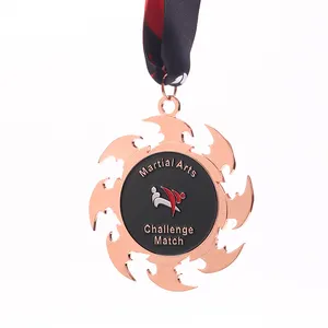 Custom Design Ouro Sliver Bronze Dart Forma Medalha Prêmio Metal Liga Zinco Artes Marciais Kung Fu Medalhas