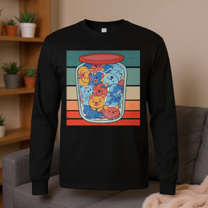 Camiseta de manga larga con diseño de gatos coloridos y lindos en un frasco para amantes de los gatos, diseño dulce - Product Image 3