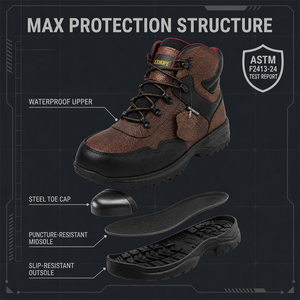 Chaussures de sécurité en cuir imperméables, bottes de travail à embout d'acier, antidérapantes, respirantes, doublure en maille, chaussures industrielles unisexes pour - Product Image 4