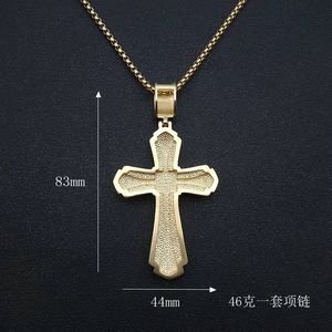 Stainless Steel <b>Cross</b> Pendant Necklace Full Diamond Pave Setting Unisex Hip Hop Style Gift Jewelry - Product Image 5