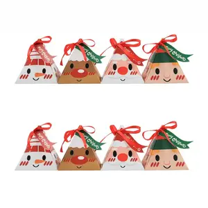 定制圣诞装饰巧克力礼品包装盒糖果盒金字塔形带丝带袋