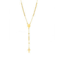 Collier de chapelet catholique en acier inoxydable personnalisé perle de prière religieuse plaqué or bijoux chrétiens de la Vierge Marie croix de jésus