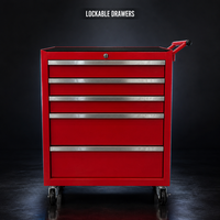 Chariot à outils avec tiroirs profonds, armoire à outils roulante à 5 tiroirs, établi mobile verrouillable en acier, rangement de garage, 3 tiroirs peu profonds, 2 tiroirs profonds