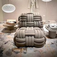 Canapé une place paresseux léger de luxe Kintty Designer modèle tissé inclinable pour salon balcon tissu matériel