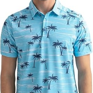 Chemise de golf pour homme en tricot imprimé à manches courtes, respirante, sportive, protection solaire, pour les sports de plein air - Product Image 3