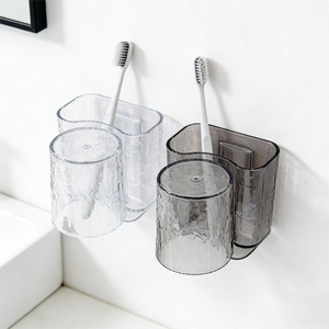 Set di <span class=keywords><strong>Accessori</strong></span> per <span class=keywords><strong>Bagno</strong></span> in Acrilico a Due Pezzi, Portaspazzolino da Parete con Design Cartoon, Adesivo in Plastica Ecologica - Product Image 2