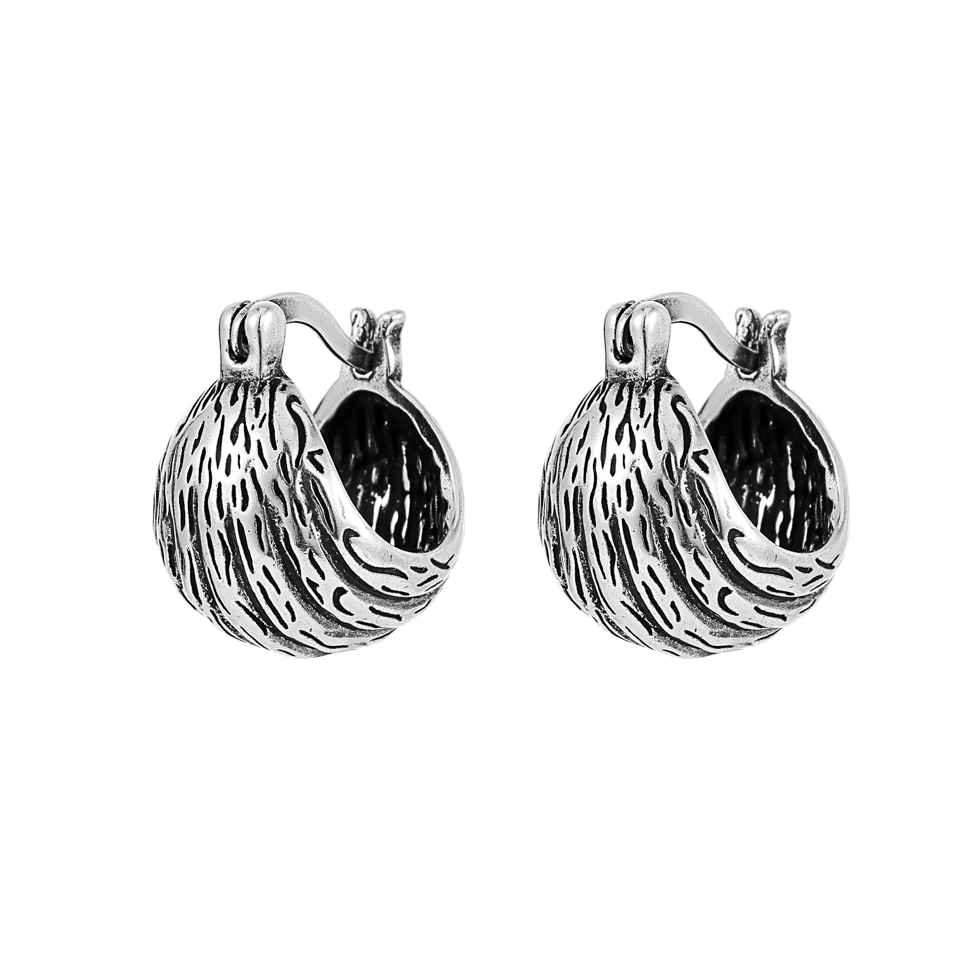 Fashion Antique Silver Ladies Jewelry Circle cuff earrings for women earring stud fashion jewelry ladies 925 silver earrings