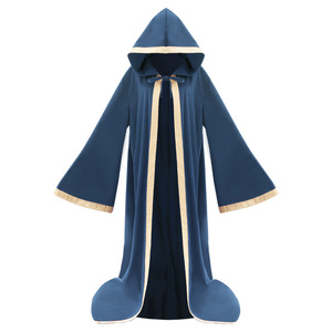 Capa de Mago con Capucha Multicolor, Borde de Terciopelo Dorado, Capa Medieval Gótica con Capucha, Disfraz de Halloween de <span class=keywords><strong>Anime</strong></span>, Dios de la Muerte, Wicca, Ritual - Product Image 3
