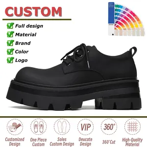 Zapatos personalizados de alta calidad para hombre, diseño de fabricantes, zapatos de cuero genuino con aumento de altura, zapatos de plataforma gruesa, zapatos de PU