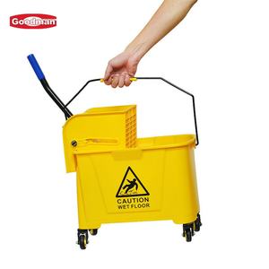 Seau de vadrouille en plastique jaune avec essoreuse pour le nettoyage des sols pour le centre commercial - Product Image 2