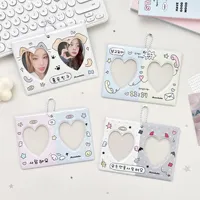 Porte-cartes INS tendance 2 compartiments 'Love' 3 pouces pour couple, pochette de rangement pour photos d'idoles, pendentif porte-clés pour photos d'identité, cadeaux