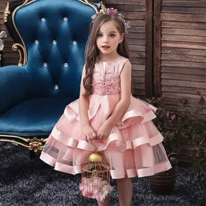 Ropa para niños, falda de flores para niña, falda pettiskirt de múltiples capas, rendimiento para niños, vestidos de fiesta para niña bebé