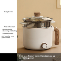 Marmite Électrique Compacte 1,8L 600W pour Maison, Hôtel, Extérieur et Usage Commercial, Revêtement Antiadhésif PP, Couvercle en Verre Trempé, Efficacité Énergétique A+