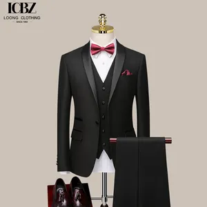 Veste de costume à revers châle décontracté professionnel mince pour hôte de mariage marié fermeture respirante à double boutonnage - Product Image 1