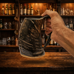 Jarra de Cuerno Vikinga Hecha a Mano, Taza para Beber Cerveza o Champán, Jarra de Cuerno de Búfalo Real, Resistente al Agua, Apta para Lavavajillas, Regalo - Product Image 1