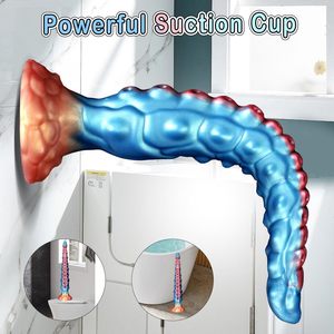 Dildo anal fantaisie <span class=keywords><strong>en</strong></span> forme de tentacule de pieuvre extra long de 13,7 pouces, grand serpent anal avec texture riche et nœuds pour hommes, femmes et couples - Product Image 3