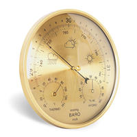 Termometer, Barometer, Higrometer Gantung Dinding 3-in-1 untuk Semua Musim |   Stasiun Cuaca Akurat 130mm Emas