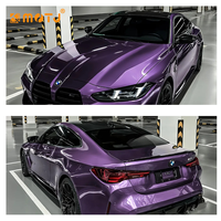 Film de protection de voiture en vinyle PET super brillant, couleur violet raisin métallisé, rouleau de 7,5 mil, sans bulles d'air, anti-rayures, vente en gros