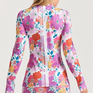 Custom Logo Digital Printing Long Sleeve Half Zip up Yoga <b>Workout</b> Hoodie <b>Jacket</b> With Thumb Holes Women - Product Image 3