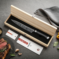 XINZUO Luxe DLC Coating M390 Damascus Poederstaal Vlees- en Slagermes met Lichtgewicht Handvat van Puur Koolstofvezel