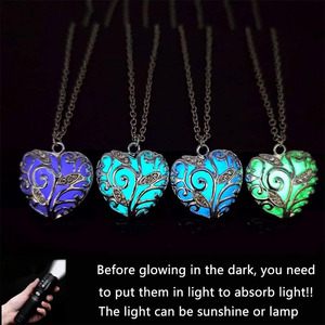 Chunky Hollow Heart <b>Necklace</b> Luminous Purple Blue Green Heart Pendant <b>Necklace</b> for Women Men Girls <b>Glow</b> <b>in</b> <b>the</b> <b>Dark</b> Jewelry Gift - Product Image 4