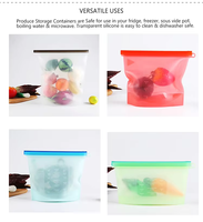 Silicone Fresh Bag Fruits Vegetables Meat Preservation 4000 ML, Leakproof Reusable Silicone Food Storage Bag