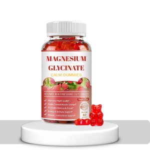 Bonbons gélifiés végétaliens à la framboise et au glycinate de magnésium OEM/ODM - Soulagement du stress - Aide au sommeil - Vitamines et minéraux pour adultes - Vitamine D - 60 unités - Product Image 1