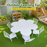 Ensemble table et chaises pour enfants en bois massif, forme de fleur, pour intérieur/extérieur, location pour fêtes et aires de jeux