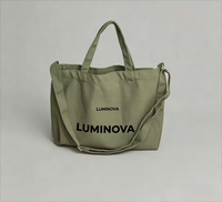 Bolsa de Lona Plegable con Estampado de Letras Grandes Personalizada, Bolsa de Mensajero Cruzada para Mujer