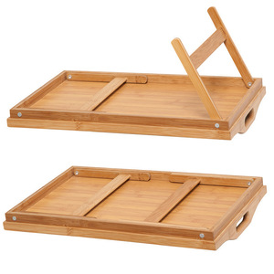 Foldable Bamboo Tray With Legs 50x30x6cm For Hotel Coffee <b>Tea</b> Serving Storage Holder <b>Standing</b> Type Solid Color - Product Image 4