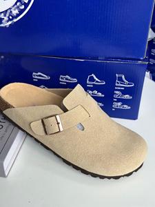 Sandalias Planas de Exterior Personalizadas de Alemania, Mules de Cuero Genuino y Ante para Mujer, Zuecos con Plantilla de Corcho, Pantuflas Sólidas para el Hogar, las Más Vendidas - Product Image 3