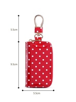 Étui de clés de voiture en cuir PU à pois, portable, pour femme, mini porte-monnaie avec fermeture éclair, accessoire de sac, vente en gros