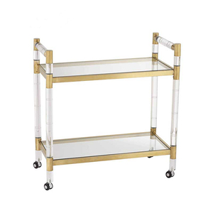 Carro móvil comercial nórdico de gama alta, mesa de comedor acrílica transparente de acero inoxidable para hoteles, muebles de sala de estar - Product Image 3