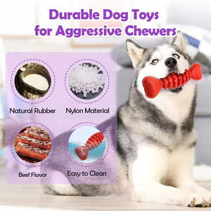 En stock Hueso de perro de goma natural Forma Limpieza de dientes Juguetes interactivos para perros Juguete de limpieza de dientes para perros - Product Image 5